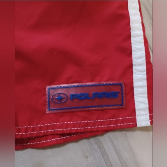 Polaris Red and White Stripe Surf Board Shorts - Picture 3 of 13
